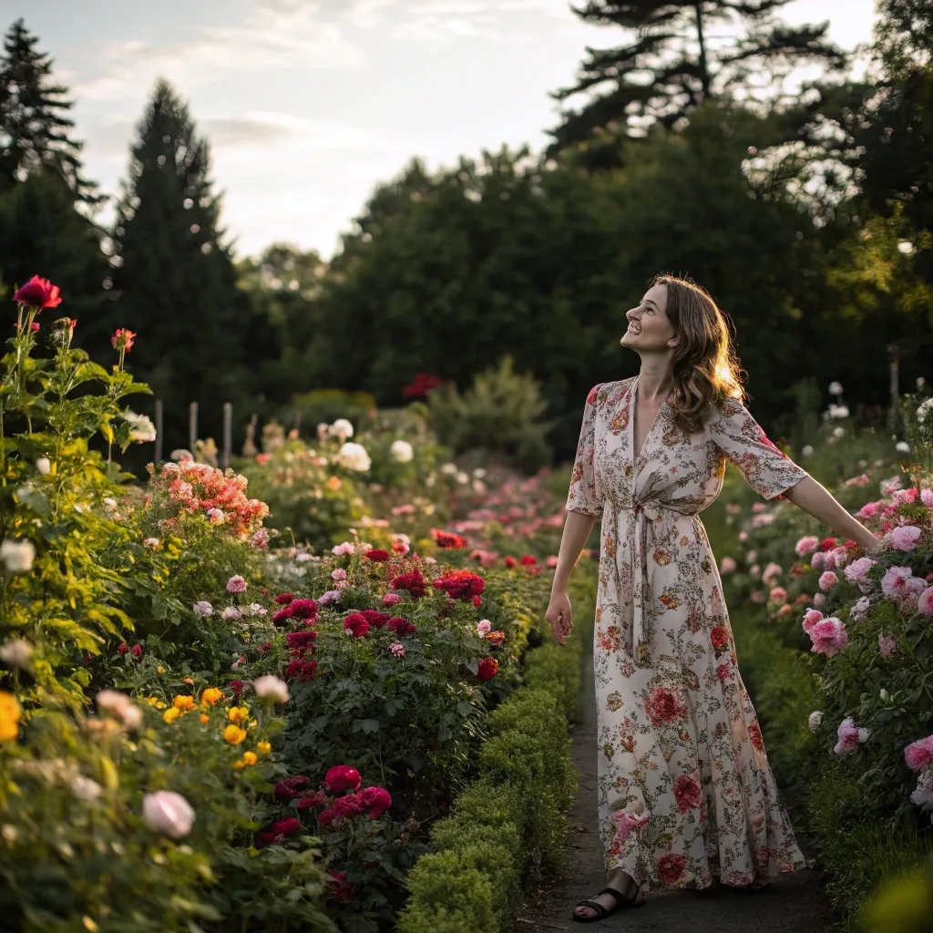 Susan in a floral garden